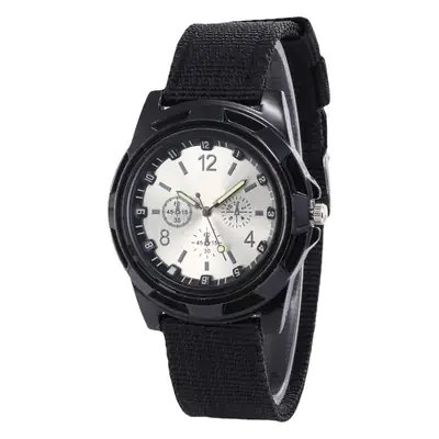 Men's Black Nylon Strap Sports Watch with 12-Hour Display