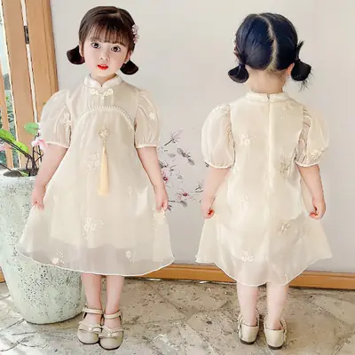 Girls Embroidered Cheongsam Dress Summer 2023