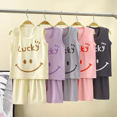 Summer Baby Boys and Girls Suit Modal Casual Vest Suspenders Kidsren's Clothing Kidsren's Suit Kidsren's Clothing Export