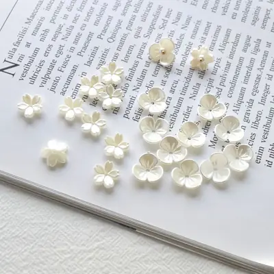 White Pearl Beaded Flower Earrings Medium Hole