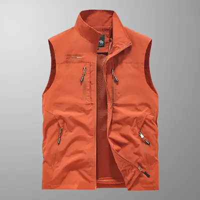 Men's Olive Green Waistcoat Vest with 6 Pockets
