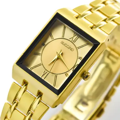Gold Square Watch for Men Business Quartz Steel Band