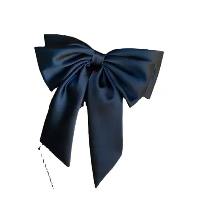 Satin Big Bow Hairpin for Women Spring Clip High-grade Black
