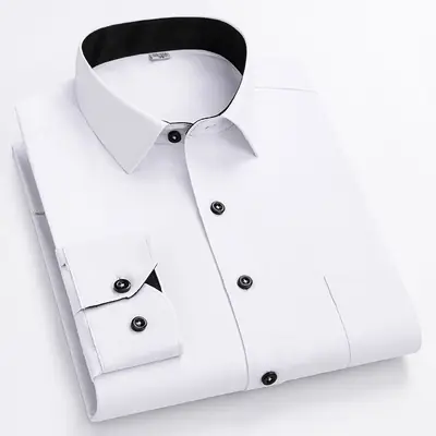 Plus-Size Men's Blue Shirts No-Iron Wrinkle Resistant