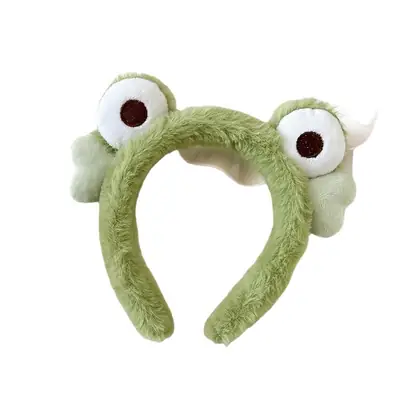Cute Frog Headband for Women Green Plush Hair Hoop