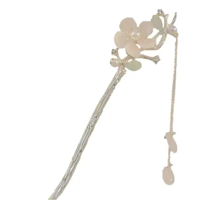 White Deer Magnolia Hairpin with Chain