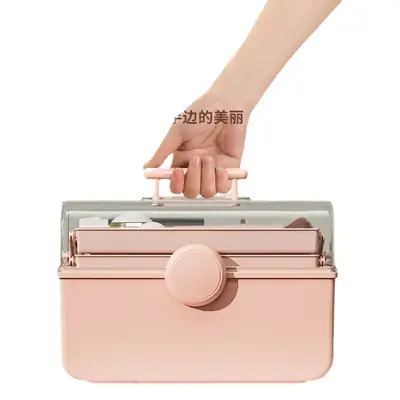 Rose Gold Cosmetic Storage Box with Brush & Lipstick Storage
