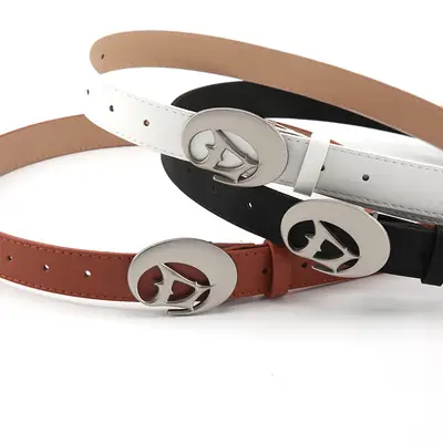 Women's Brown Leather Belt with Silver Buckle