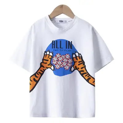 Kids Cartoon Money T-Shirt Blue Pants Summer 2024