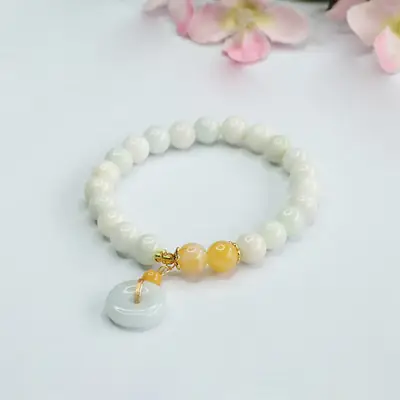 Jade Peace Buckle Bracelet Natural Grade White Yellow