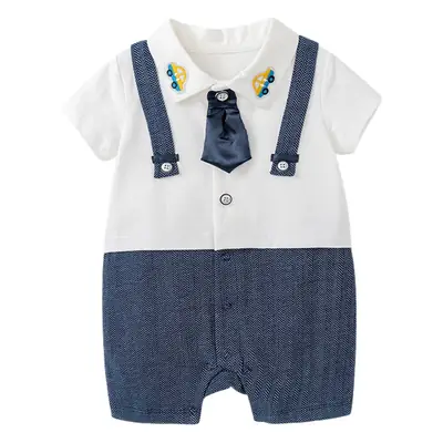 Baby Strap Short Sleeve T-Shirt Shorts Set White Blue