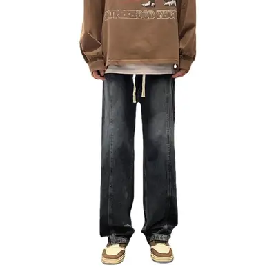 Men Korean-style Drawstring Jeans Loose Draped All-match