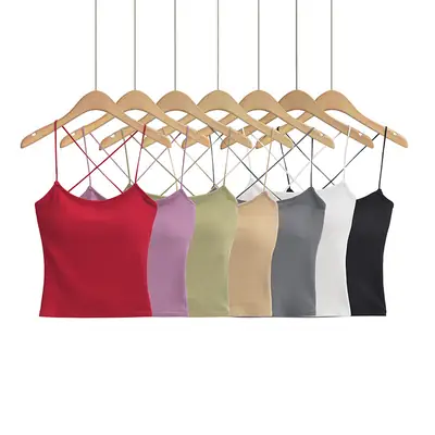 Women's White Cross Back Camisole Vest 2023 Summer