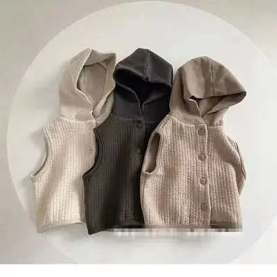 Korean Baby Hooded Vest Cream Spring Autumn Wear
