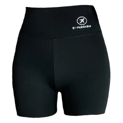Women's Black Stretch High Waist Shorts with Light-Proof Design
