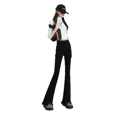 Black Micro La Jeans Women's Flared Pants for Petite