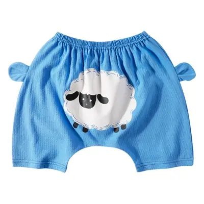Blue Sheep Print Cotton Shorts for Boys Girls Summer