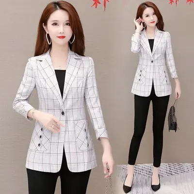 Women Plaid Slim Fit Jacket Small Medium Large