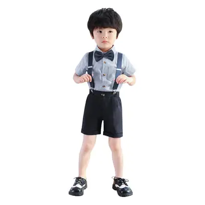 Boys Suspenders Suit Summer Shorts Shirt Set