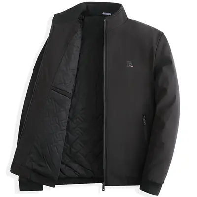 Middle-aged Dad Cotton Jacket Black Zipper Winter Autumn