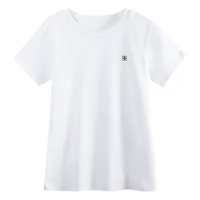 Women's Pure Cotton Embroidered T-Shirt White Slim Fit