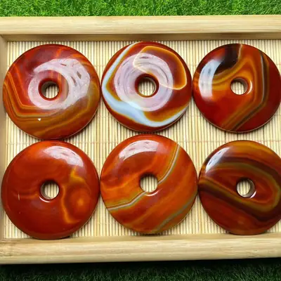 Warring States Red Agate Buckle 50mm High Gloss