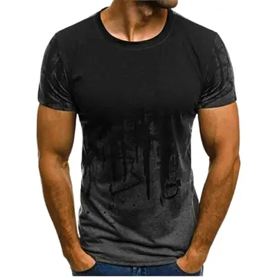 3D Printed Men's Black Red T-Shirt Summer Loose Fit