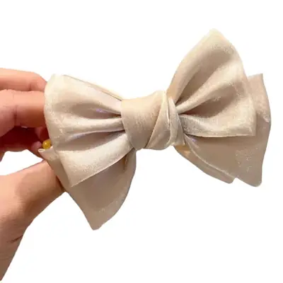 Black Satin Bow Hairpin Clip for Women