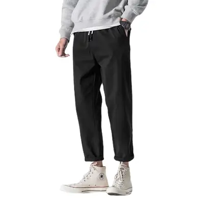Men Dark Grey Slimming Cropped Pants Casual Spring Autumn