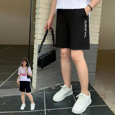 2025 Women Black Slimming Plus Shorts with Elastic Lace