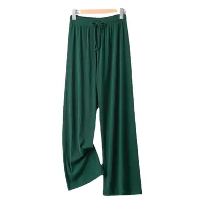 Women's Green Ice Silk Wide Leg Pants Summer