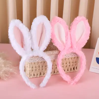 Pink Fuzzy Bunny Ear Headband for Girls