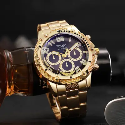 Men's Luxury Watch Set Gold Silver White Blue Alloy Steel