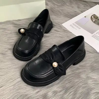 Black British Loafers Women's 2023 New Spring