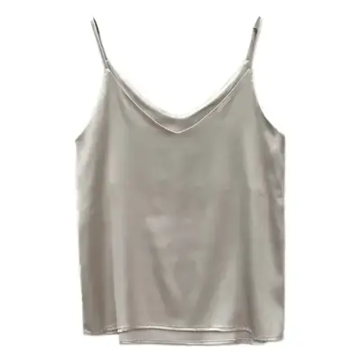 Women's Black Silk V-Neck Camisole with Loose Bottom