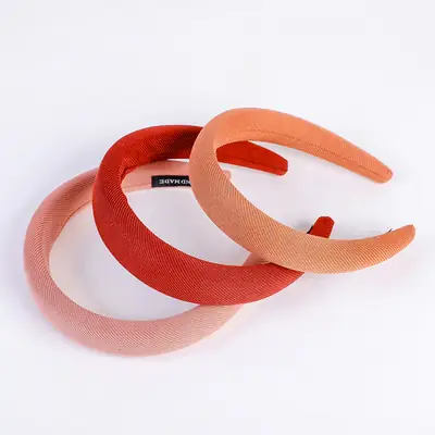 Women's Retro French Style Wide Brim Headbands Red Orange Bundle