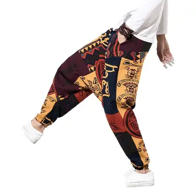 Men Printed Harlan Lantern Pants Cotton Linen Spring 2023