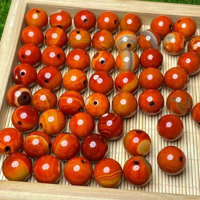 Red Agate Vajra Bodhi Ball Set 14mm High Gloss