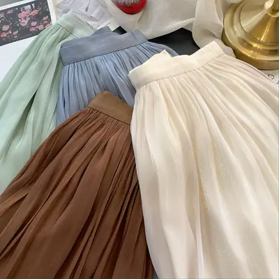 Women Streamer Gauze Skirt White Elegant Summer