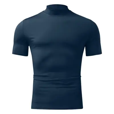 Men's Brown Cotton Short Sleeve High Collar T-Shirt