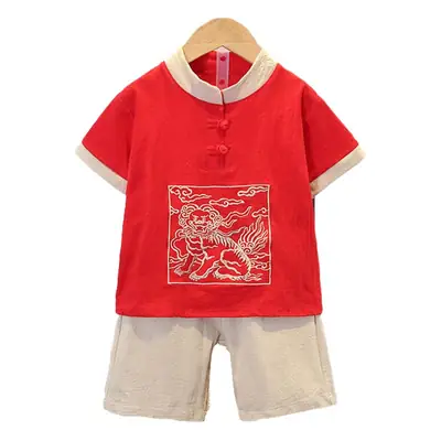 Boys' Pink Chinese Style Tang Suit Summer