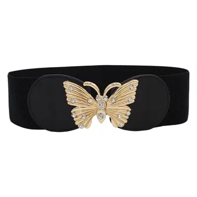 Black Gold Embellished Wide Belt for Women