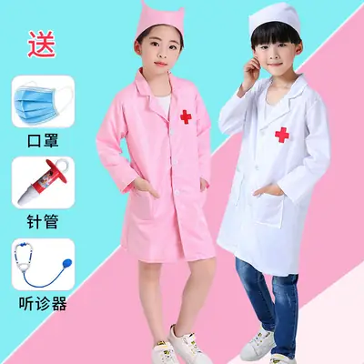 White Nurse Work Coat for Girls Kindergarten Play House