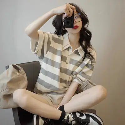 Women Striped Short Sleeve T-Shirt Summer Casual