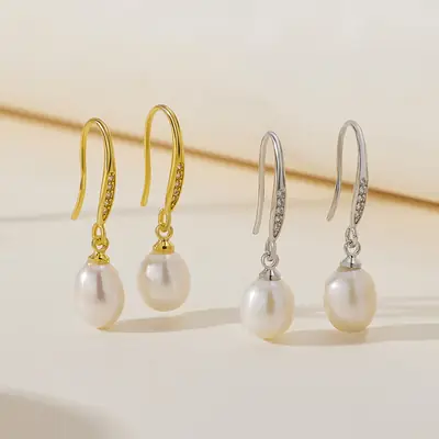 Natural Pearl Zircon Earrings for Women