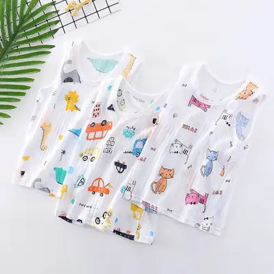 Children's Sleeveless Cotton Vest for Boys Girls Baby Size