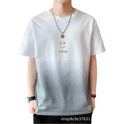 Men Grey Gradient T-Shirt with Graphic Print