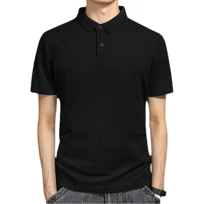 Men's White Polo Shirt Short Sleeve Loose Fit
