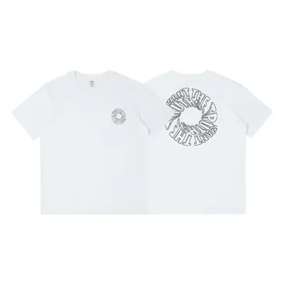 Black Letter Print Round Neck T-Shirt for Men Women