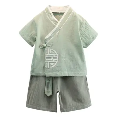 Boys Chinese Tang Suit Cotton 3-4Yr Ethnic Two-Piece Set